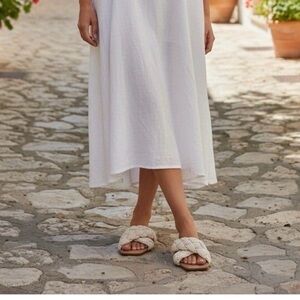 Seychelles Italy Braided Strap Sandals Cream Woven Square Toe Women’s size 8